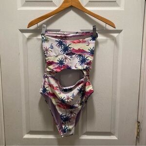 Juicy Couture keyhole one piece tropical print swimsuit
